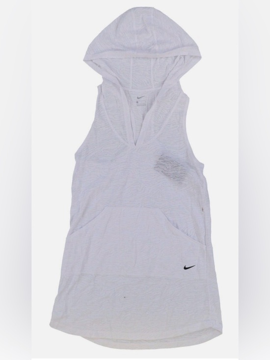 Nike Other - Nike White Hooded Swim Cover-Up Dress Textured Print Women’s Small Like New